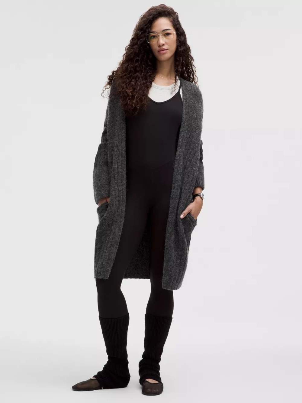🆕🖤 Lululemon Alpaca Wool Blend Shawl Collar Cardigan - Heathered Black
